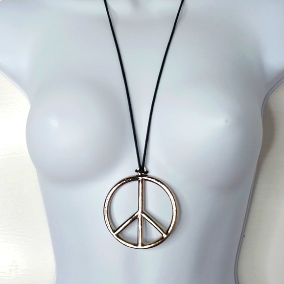 Ole Jewelry - Peace Sign Long Pullover Rope necklace Womens Jewelry Hippie Boho